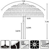 AMMSUN 7.5ft Hula Thatched Tiki Patio Beach Umbrella Hawaiian Style 10 Ribs UPF 50+ with Tilt Carry Bag for Outdoor Tiki Bar, Tropical Palapa, Patio Garden Beach Pool Backyard Natural Color AMMSUN