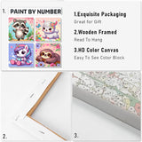 CraftyTime 4 Pack Framed Paint by Number for Kids Age 8-12 Kids, Cute Animals Paint by Numbers Kit for Beginners,Easy Acrylic Paint by Numbers Canvas Arts and Crafts for Wall Decor Gift 8x8in CraftyTime