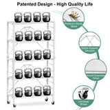 Himix 5 Tier Foldable Storage Shelves, Expandable Folding Pantry Shelf with Wheels, Changeable into 2 Shelf Units, Collapsible Storage Rack Metal Shelves for Kitchen, Room, Garage, White Himix