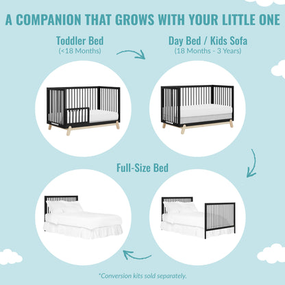 Dream On Me Hygge 5-in-1 Convertible Crib in Matte Black Vintage, JPMA & Greenguard Gold Certified, Made of Sustainable Pinewood, Easy to Clean, Safe Wooden Nursery Furniture