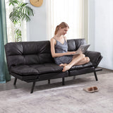 Opoiar SF-BK726 Sofabed, 71 x 33 x 31.5 inches, Black Leather Erdoru
