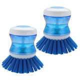 Dish Brush with Soap Dispenser for Dishes Pot Pan Kitchen Sink Scrubbing, Blue 2pcs YeuDeuy