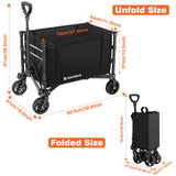 Raynesys 3 in 1 Collapsible Wagon Converts to Bench, 220lbs Foldable Wagon Cart with Wheels, 120L Shopping Cart for Groceries Folding Utility Wagon for Beach, Garden, Camping, Sport, Black Raynesys