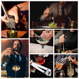 Esmula Bartender Kit with Stylish Bamboo Stand, 12 Piece 25oz Cocktail Shaker Set for Mixed Drink, Professional Stainless Steel Bar Tool Set, Gift for Man Dad- Cocktail Recipes Booklet (Silver) Esmula