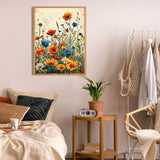 Benjenes Diamond Art Kits for Adults, Wild Flowers Diamond Painting Kits for Adults, 5D DIY Round Drill Gem Art Paint with Diamonds Dots Crafts Kits for Home Decor Gift 12x16inch Benjenes