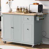 Merax Rolling Kitchen Island Cart on Wheels, Modern Kitchen Storage Cabinet with Drop Leaf & Big Drawers, Portable Island Table with Tower Rack for Dining Living Room, 28" Wide Countertop, Blue Merax