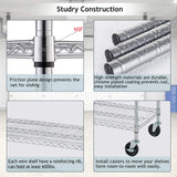 Storage Shelves Wire Shelving Unit Garage Shelving with Wheels Heavy Duty NSF Height Adjustable Steel Commercial Grade Metal Shelving with Castors, 6000 Weight Capacity, for Kitchen Basement Pantry Dkeli