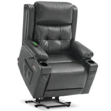MCombo Large Triple Motor Power Lift Recliner Chair with Massage and Heat for Elderly People, Adjustable Headrest, Infinite Position, USB Ports, Faux Leather 7662 (Dark Grey, Large) MCombo