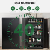 Greenvelly Metal Garage Storage Cabinet with Doors and Adjustable Shelves,72" Black Steel Lockable File Cabinet, Metal Tool Cabinets,Locking for Home Office,Garage,School(16" D x 32" W) Greenvelly