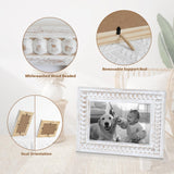 MACVAD Whitewashed Wood Beaded 5x7 Picture Frame - Farmhouse Style Rustic Photo Frame, Boho Picture Frame as 5 x 7 Photo Frame for Tabletop Display 5x7 Photo MACVAD