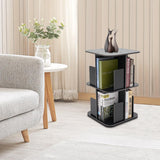 KeruRome 2 Tier Rotating Bookshelf 360 Display Round Floor Standing Revolving Bookcase Storage Rack Book Shelf Organizer for Small Space Bedroom Living Room Black KeruRome