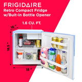 Frigidaire EFR176BLUE Mini Refrigerator with Built-in Bottle Opener for Office, Bedroom, Dorm Room or Cabin, 1.6 cu ft 16"D x 18"W x 18.5"H, Blue Frigidaire