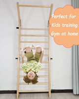 FC FUNCHEER Gymnastics Wooden Stall Bar, Swedish Ladder Wall Gym - Suspension Trainer, 11 Strategic Rods-86.6 Inches in Height, 32 Inches in Width, Wall Mounted Pull-Up Bar for Home FC FUNCHEER