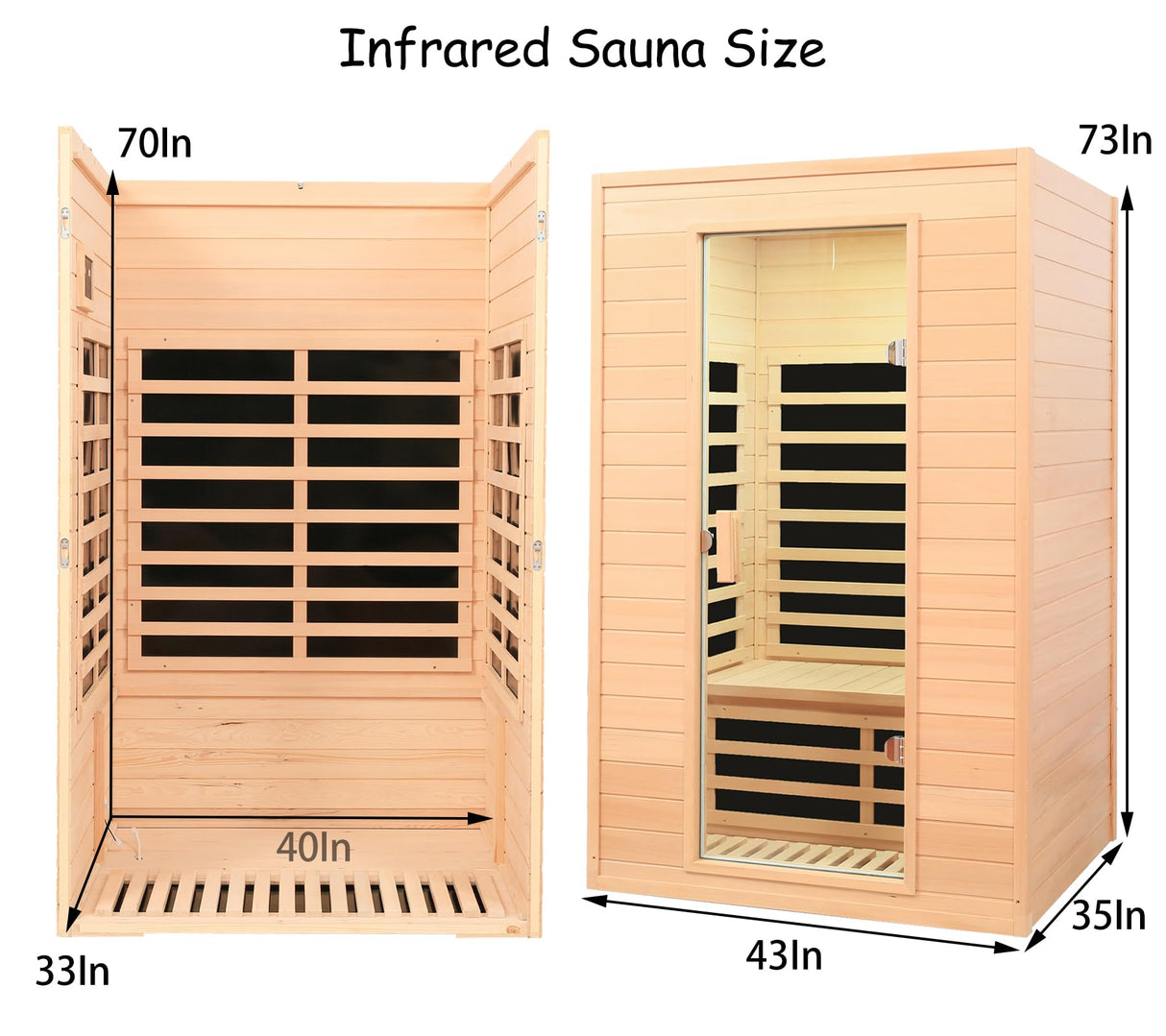 KUNSANA 2 Person Infrared Sauna, Low EMF Infrared Saunas for Home 2 Person Indoor Home Sauna Canadian Hemlock Wooden Sauna Room with Bluetooth Speakers, LED Reading Lamps, 1500Watt KUNSANA