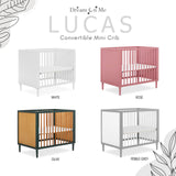 Dream On Me Lucas Mini Modern Crib with Rounded Spindles in White , 39x25.5x33 Inch (Pack of 1) Dream On Me