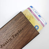 MOJIA Personalized Pop Up Wallet, Custom Engraved Wooden Metal Credit Card Holder for Men and Women, RFID Blocking Mini Bank Card Holder Case, Perfect Gifts (Walnut) MOJIA