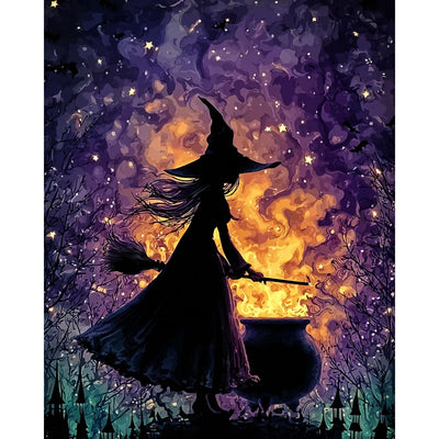 Aestalrcus Halloween Paint by Numbers Kit for Adults, Halloween Witch Paint by Numbers for Adults Beginner, Painting by Numbers Kits, Relaxation Home Wall Decoration and Gifts 16x20inch