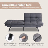 Hcore Convertible Futon Bed,Gray Memory Foam Loveseat Small Euro Lounger Sofa for Compact Living Spaces,Apartment,Dorm,Studio,Guest Room,Home Office/Cushion, Fabric, French Grey Hcore