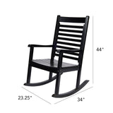 Shine Company Modern Wood Rocking Chair, Ergonomic Wide Seat Porch Rocker, Black Shine Company