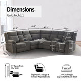Power Reclining Sectional Sofa Set, Premium Fabric Recliner Couch with USB Port/Console Storage/Cup Holders Home Theater Sectional Sofa Set Secsofier