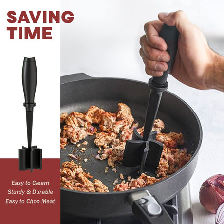Meat Chopper for Hamburger, Premium Heat Resistant Masher and Smasher for Ground Beef, Ground Turkey and More, Nylon Ground Beef Chopper Tool and Meat Fork, Non Stick Mix Chopper PGYARD
