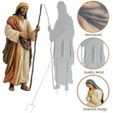 MorningRo 12 Pcs Christmas Outdoor Nativity Scene Set, Large 52" Tall Metal Holy Family Yard Decorations with Stake, Lifelike High Joseph, Mary, Baby Jesus, Angel, Three Kings, Shepherd, Donkey, Camel MorningRo