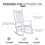 Outsunny Outdoor Rocking Chair, Wooden Rocking Patio Chairs with Rustic High Back, Slatted Seat and Backrest for Indoor, Backyard, Garden, White Outsunny