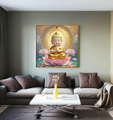 APTDYIGL 5D Lotus Buddha Diamond Painting Kits for Adults Beginner,DIY Buddhism Diamond Art Kits for Adults,Round Full Drill Diamond Dots with Gem Art Kits,Home Wall Decor 13.7X13.7inch APTDYIGL