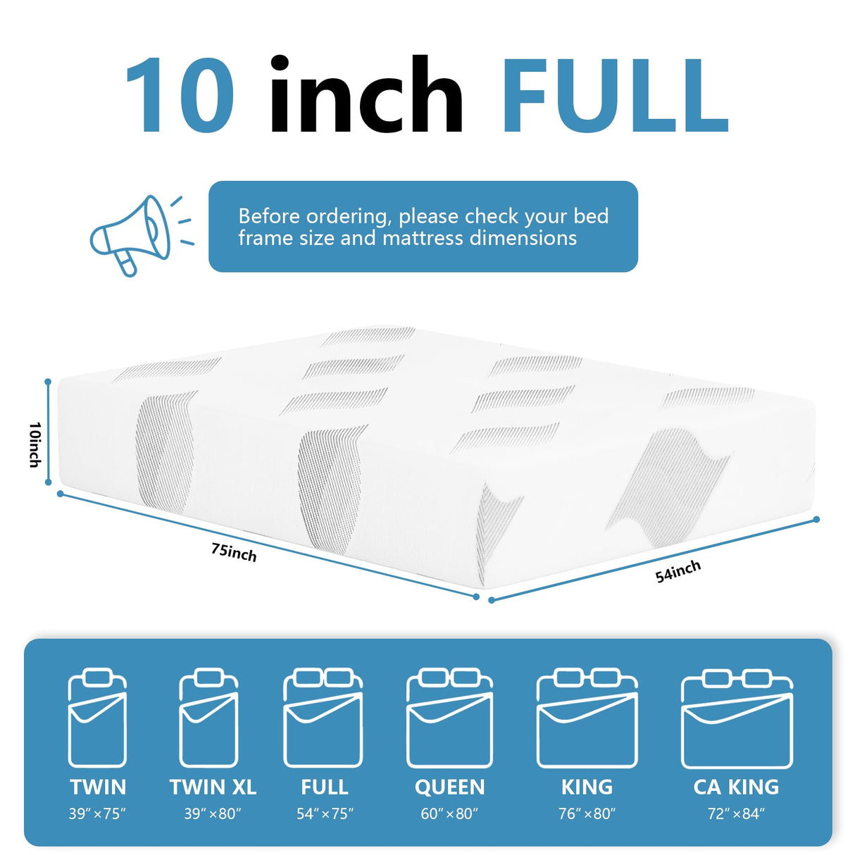 Full Size Mattress 10 Inch, Cooling Gel Memory Foam Mattresses, Removable Washable Cover, Full Mattress in a Box, Medium Firm, Cool Night Sleep & Pressure Relief, Made in The USA, CertiPUR-US Pamag pieeoo