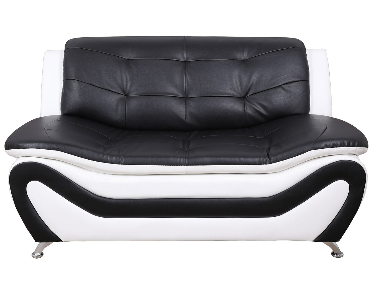 Beverly Fine Furniture 3 Piece Aldo Modern Sofa Set, Black/White Beverly Fine Furniture