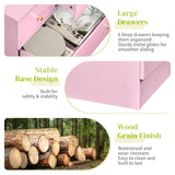 Karl home Pink 6 Drawer Dresser for Bedroom, Tall Dresser Chest of Drawers, Rustic Wood Bedroom Dressers Clothes Organizer, Anti-Tipping Device, Rose Gold Metal Handle, Living Room, Entryway, Office Karl home