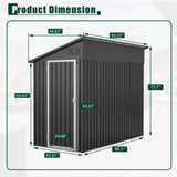 YOPTO 4x8 FT Outdoor Storage Shed,Lean to Metal Shed W/Floor Included,Garden Storage Shed W/Lockable Door,All Weather Waterproof Tool House W/ 2 Air Vents,for Backyard,Patio,Lawn,Garden,Black YOPTO