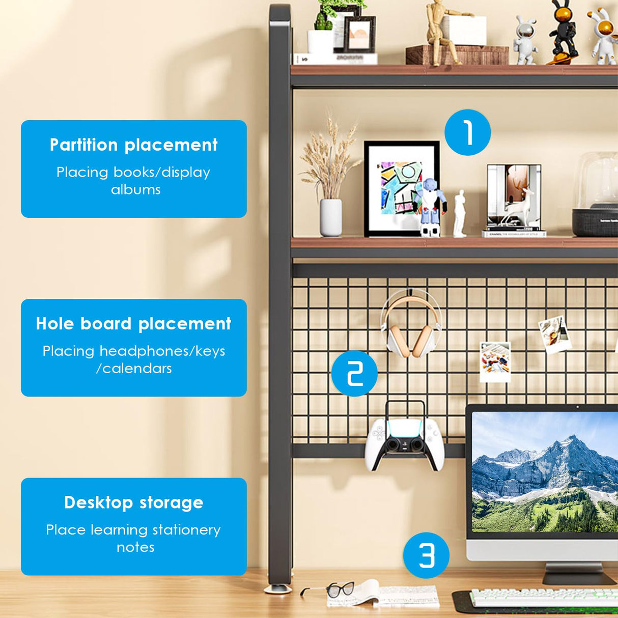 MiaJJooLi Stylish 2-Tier Wood Desktop Bookshelf Organiser for Home and Office MiaJJooLi