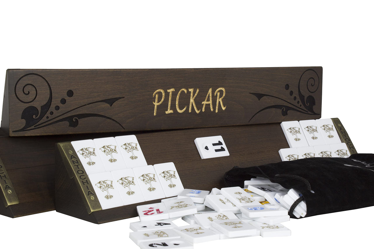 Antochia Crafts Personalized Wooden Rummy Game Set - Oval Shape Custom Racks and Tiles with Case Antochia Crafts
