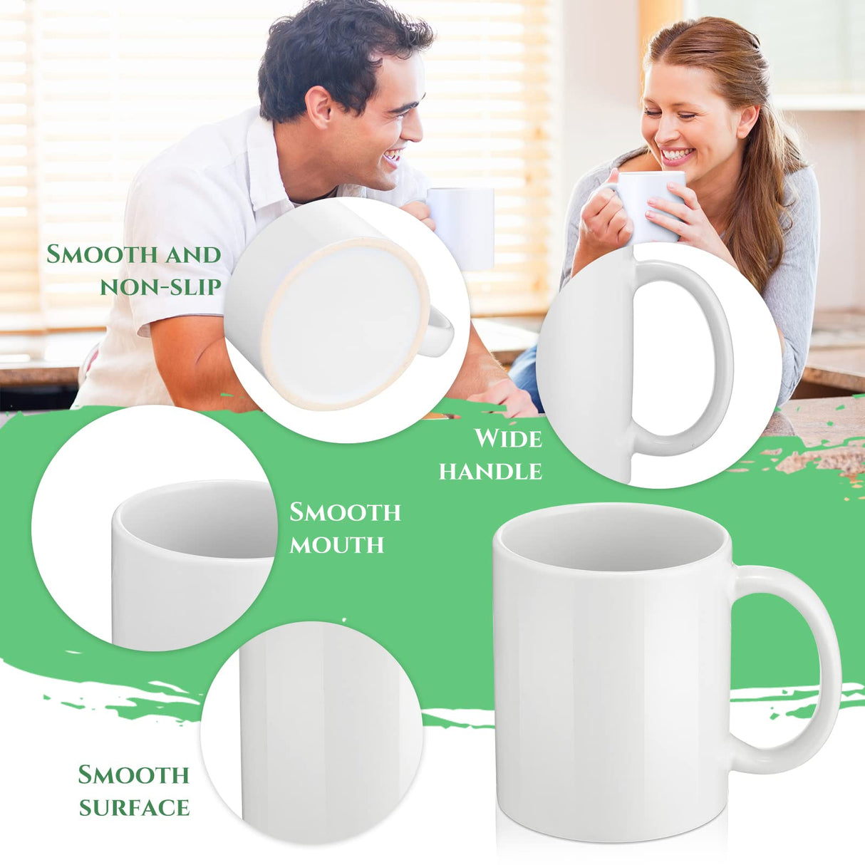 Irenare 30 Pack Sublimation Mugs Bulk, 11 oz Sublimation Coffee Mugs White Blank Ceramic Coated Cup for Art Gifts DIY Craft Irenare