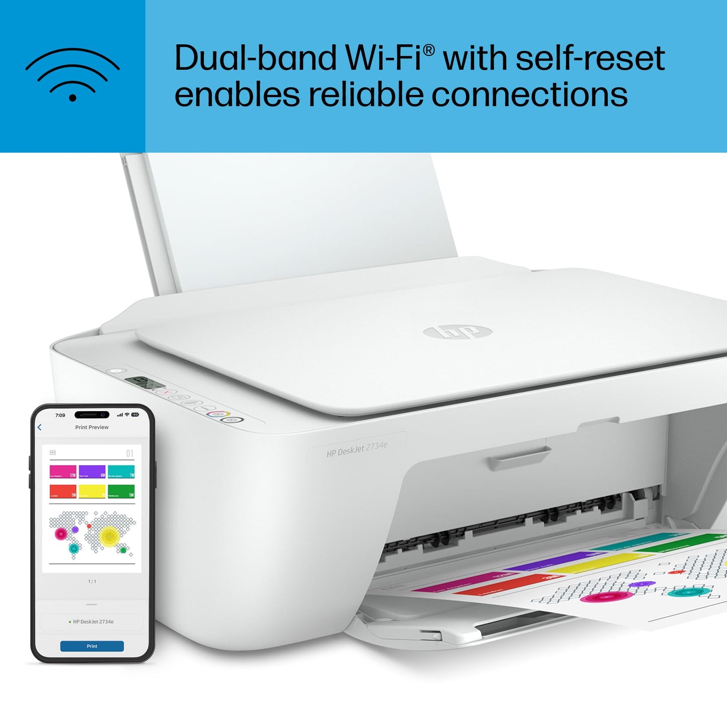 HP DeskJet 2734e Wireless Color All-in-One Printer with 3 Months Free Ink (26K72A), White