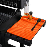 Griddle Mat Barbeque Grill Accessories Tools for Blackstone, Side Shelf Mat Grill Pad for Outdoor Grill Kitchen Counter Spatula Silicone Mat with Drip Pad for Kitchen, Cooking, Countertop (Orange) Find law
