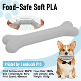 YXPOLYER Flexible PLA Food-Grade Soft PLA 3D Printer Filament 1.75mm 1KG for Printing Dog Chew Toys and Highly Elastic Bouncy Airless Basketball Pet Ball, Light Grey yxpolyer