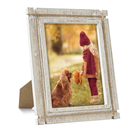 Hiwhy Rustic Picture Frames White 5x7 Photo Frame Wood Picture Frame for Wall Mount and Tabletop Display Farmhouse Decor Hiwhy