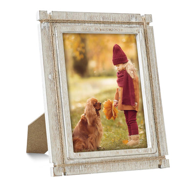 Hiwhy Rustic Picture Frames White 5x7 Photo Frame Wood Picture Frame for Wall Mount and Tabletop Display Farmhouse Decor