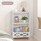 BYFU White Side Table, Small End Table with Storage Shelf, 3-Tier Nightstand Bedside Table Bookshelf Bookcase Display Rack for Small Spaces Bedroom Bathroom Living Room Office BYFU