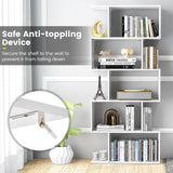 Byroce 5-Tier Geometric Bookcase Set of 2, 62.5” Freestanding Room Divider Bookshelf with Open Display Shelves & Anti-tip Device, Wood S-Shaped Storage Organizer for Living Room, Bedroom & Home Office WoodArtSupply