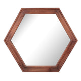 Stonebriar Decorative 24" Hexagon Wall Mirror with Redwood Frame and Attached Hanging Bracket, Decorative Country Rustic Decor for The Living Room, Bedroom, Bathroom, Hallway, and Entryway Stonebriar