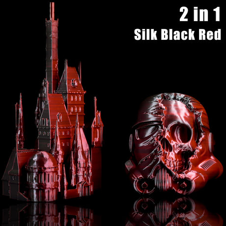 LOCYFENS PLA Filament 1.75mm, Silk PLA 3D Printer Filament, Dual Color Filament Black Red 2 in 1 Coextrusion 1.75 PLA Filament +/-0.02mm, 1kg/2.2lb LOCYFENS