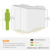 Outsunny 4.6' x 9' Steel Outdoor Storage Shed, Lean to Shed, Metal Tool House with Foundation Kit, Lockable Doors, Gloves and 2 Air Vents for Backyard, Patio, Lawn, Gray Outsunny