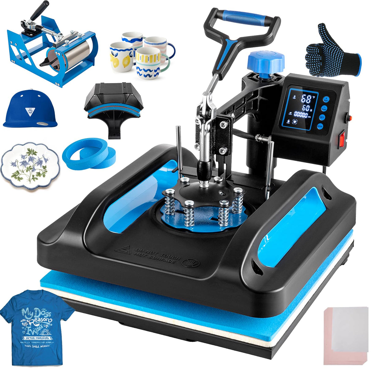 Leomru 5 in 1 Heat Press Machine, Heat Press 15x15, Multifunction T Shirt Press Machine, 360-Degree Swing Away Sublimation Heat Press Machine for T-Shirt Mugs Hat Cap Slide Out Leomru