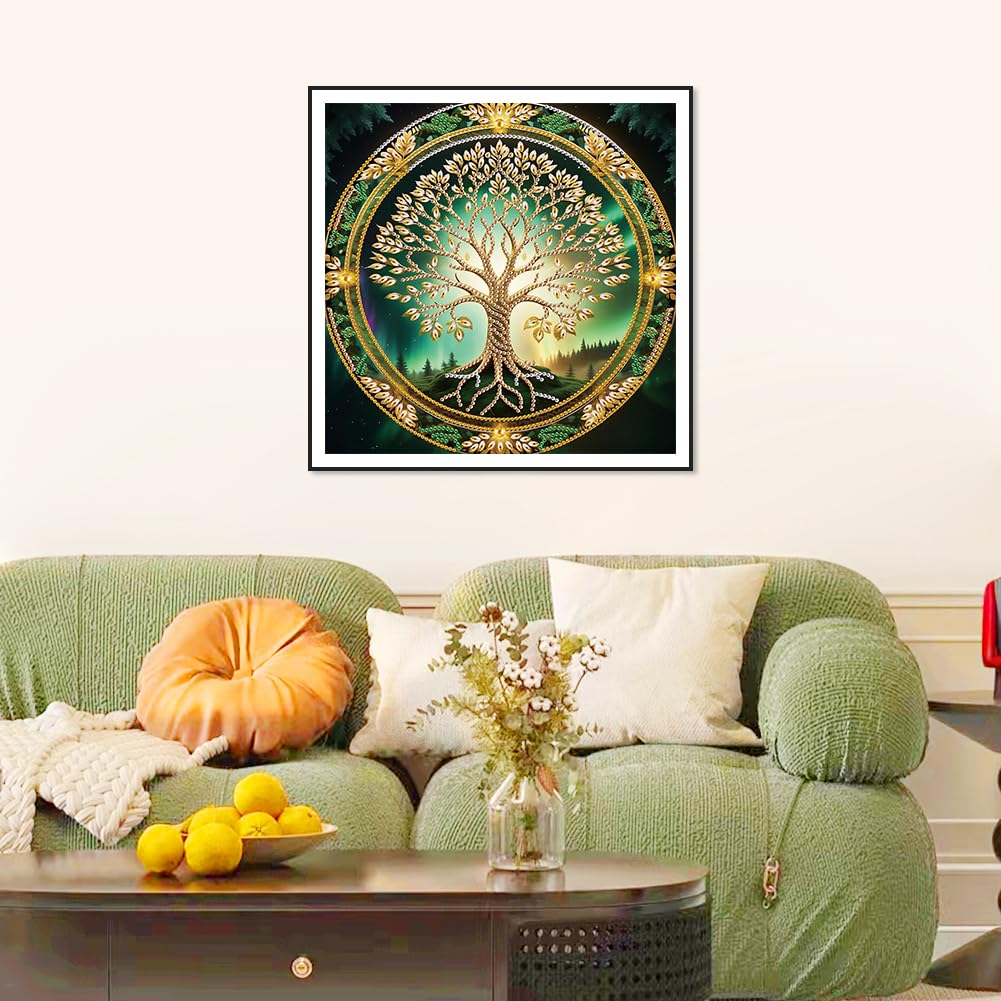 Stalente Diamond Painting Kits for Adults Tree of Life, 5D Special Shape Diamond Art Kits for Beginners, Crystal Rhinestones Diamond Painting for Home Wall Decoration Gift 12×12inch Stalente