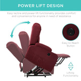 Best Choice Products Modern Linen Electric Power Lift Chair, Recliner Massage Chair, Adjustable Furniture for Back, Legs w/ 3 Positions, USB Port, Heat, Cupholders, Easy-to-Reach Button - Burgundy Best Choice Products