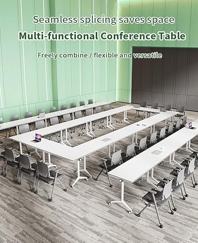 OOFAYBILL 4 Pack 55" Foldable Conference Table with Wheels & Flip Top - Commercial Mobile Meeting Table for Office Training Seminar, Space-Saving Design, Easy Folding Classroom Table OOFAYBILL