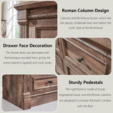 Aitjunz Farmhouse 7 Drawers Dresser for Bedroom, 57" Tall Large Dressers & Chests of Drawers w/Roman Column, Storage Dressers Organizer for Bedroom, Hallway, Living Room, Light Brown Aitjunz